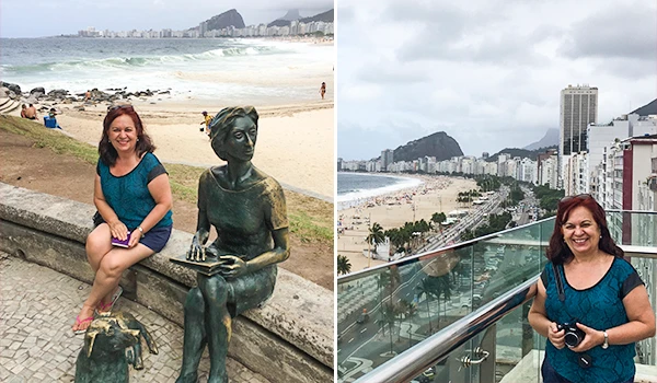 Deusa Rodrigues curtindo o Rio de Janeiro, com vista para a orla, praias e pontos turísticos famosos, mostrando a beleza da cidade e seu litoral encantador.