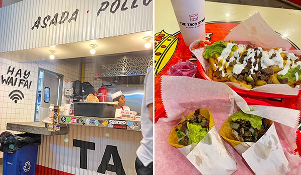 Foto de comida de Taco Star, incluindo tacos e refrigerante, em um ambiente de restaurante, ideal para quem busca opções de comida mexicana.