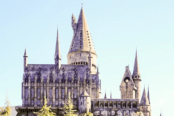 Foto do castelo do Harry Potter nos parques temáticos da Flórida.