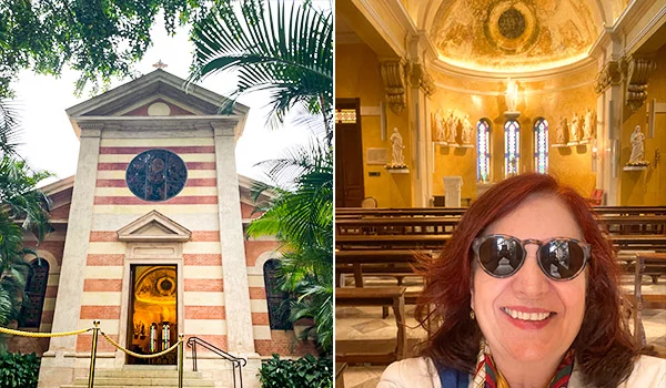 Deusa Rodrigues na Capela Santa Luzia na Cidade Matarazzo. Hotéis de luxo em São Paulo.