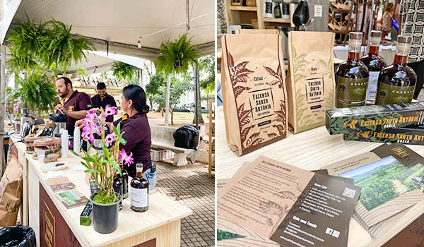 Foto do stand de vendas da Fazenda Santo Antônio no Festival do Café de Mococa.