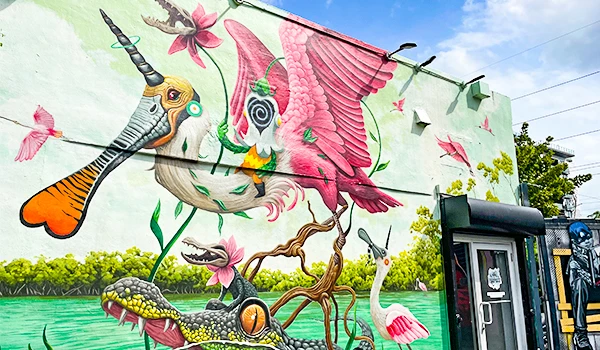 Imagem de um dos painéis de Wynwood em Miami, um dos pontos turísticos locais.Cidades dos Estados Unidos na Copa.